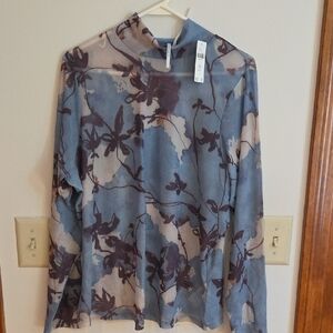 Anthropologie Sheer Top in Blue and Purple